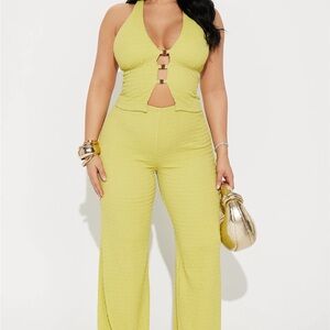 Yellow/ lime green Halter 2 piece